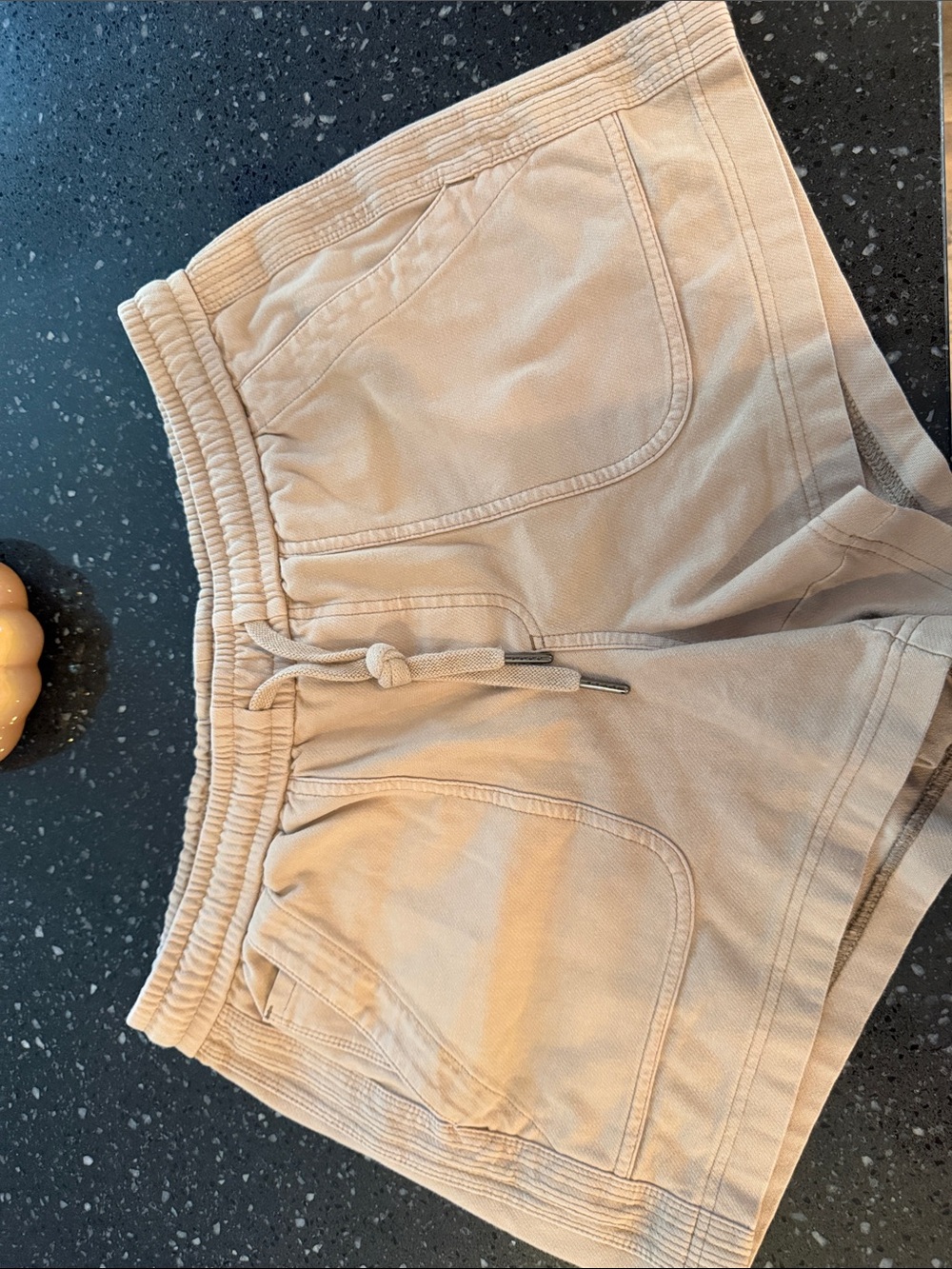 Athleta Cream Drawstring Athletic Shorts
